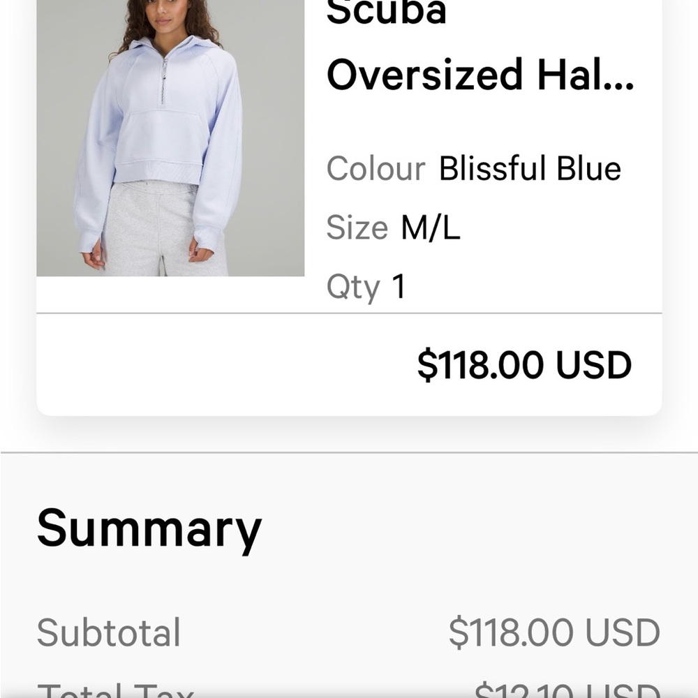 Lululemon Scuba Oversized Half-Zip Hoodie in Blissful Blue